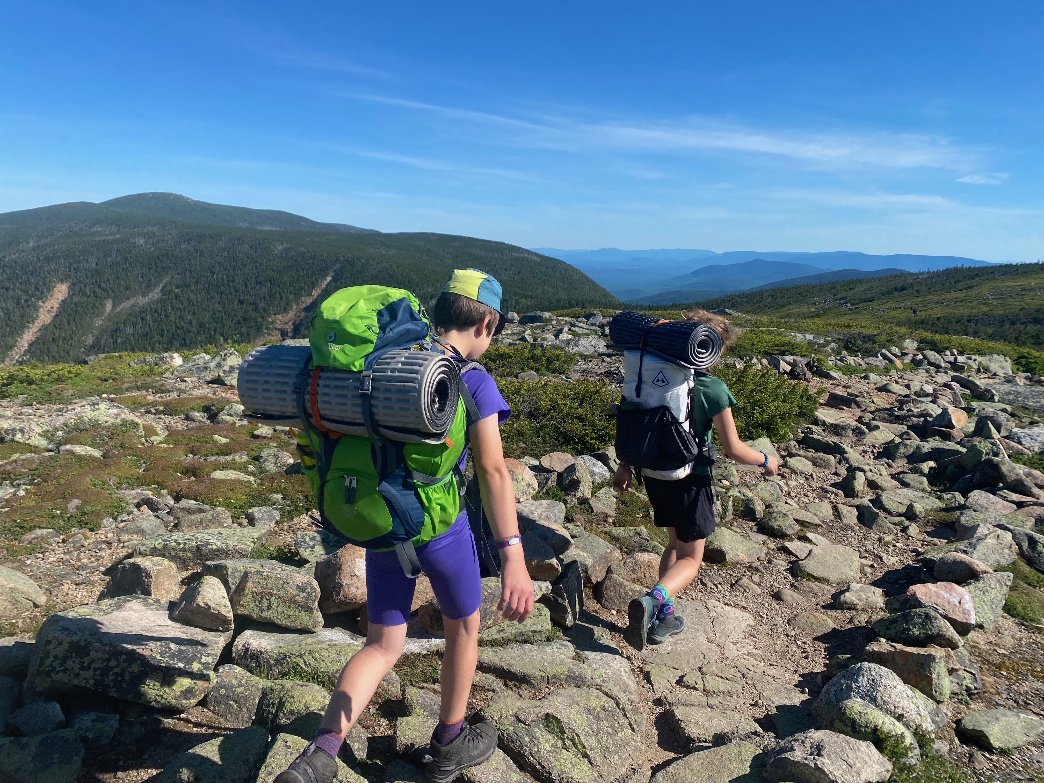 Scrambling across Franconia Ridge rocks